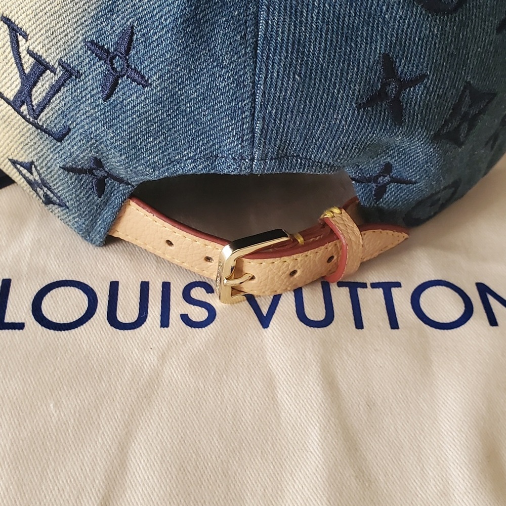 Louis Vuitton Light Blue Denim Cap with Navy Monogram - Picture 6 of 9